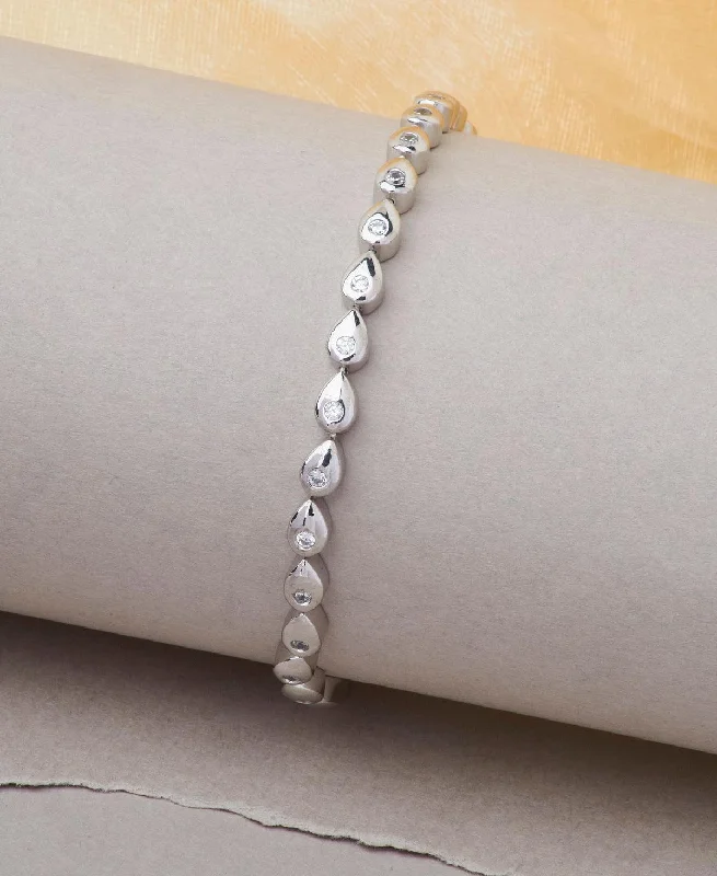 Pretty Stone Studded Silver Bracelet