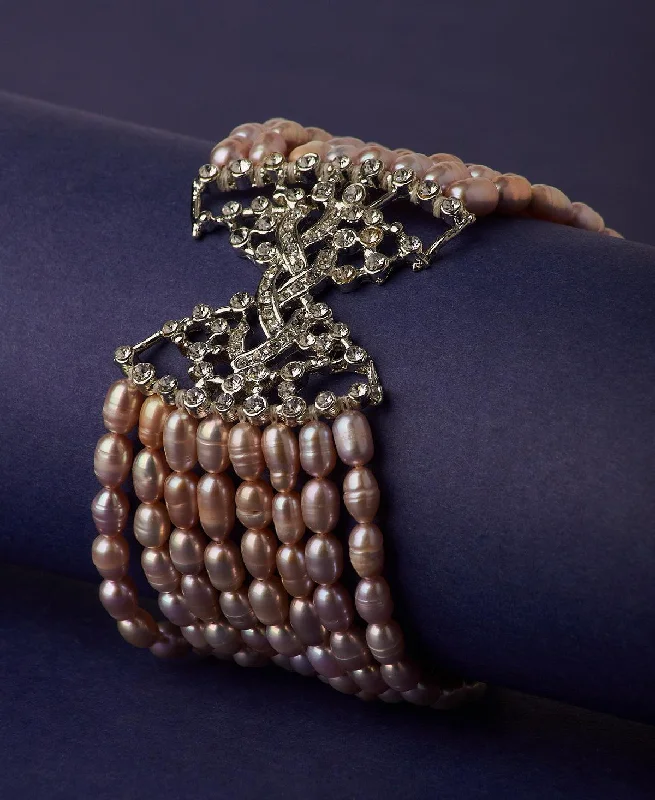 Ritzy Stone Studded Rhodium Bracelet