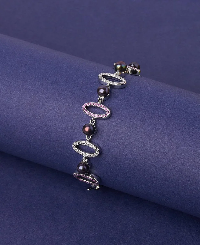 Ritzy Stone Studded Rhodium Bracelet