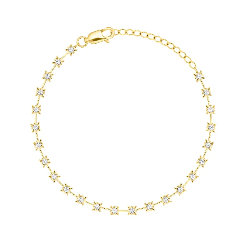 14k Gold and Diamond Station Bracelet