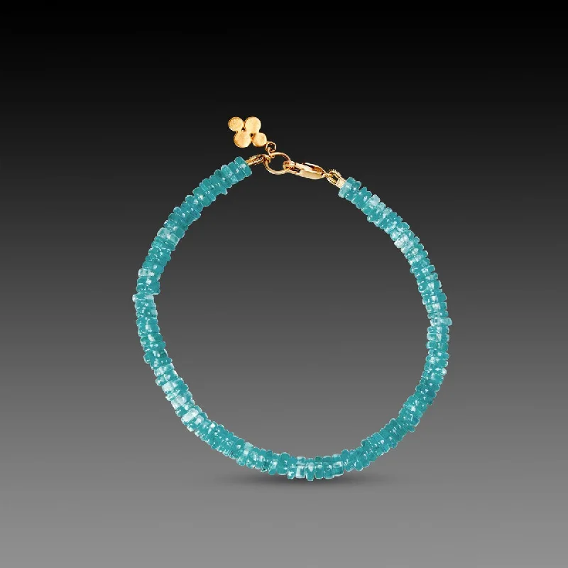 Apatite Bracelet with 22k Disk Charm