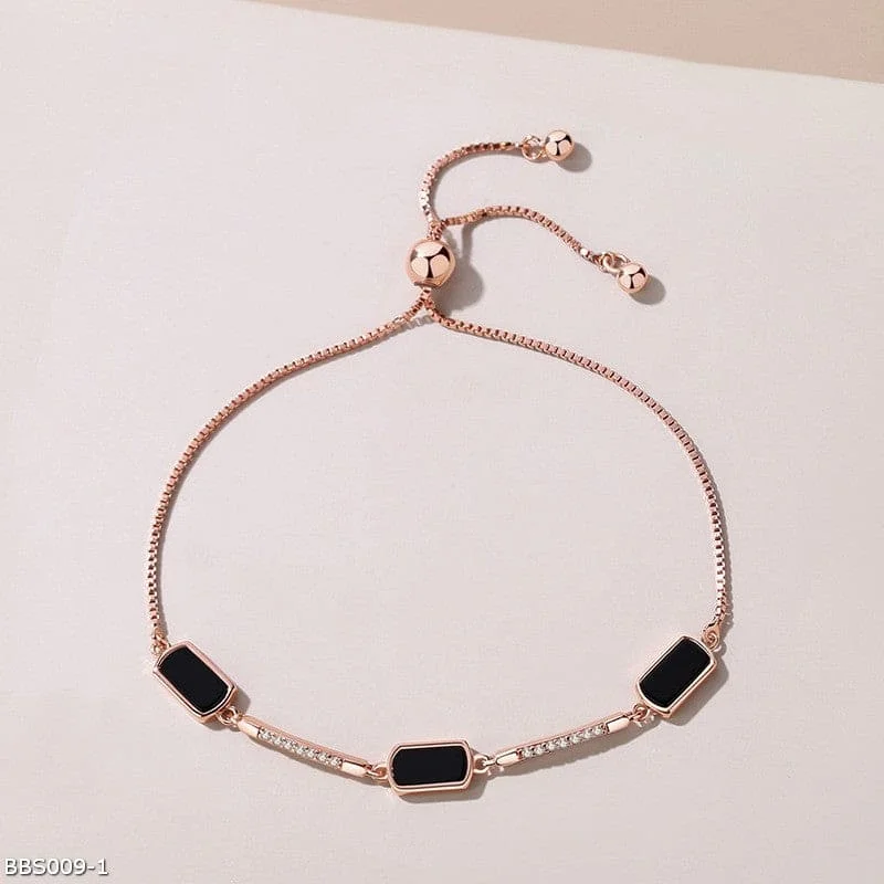 Square onyx zircon slider bracelet