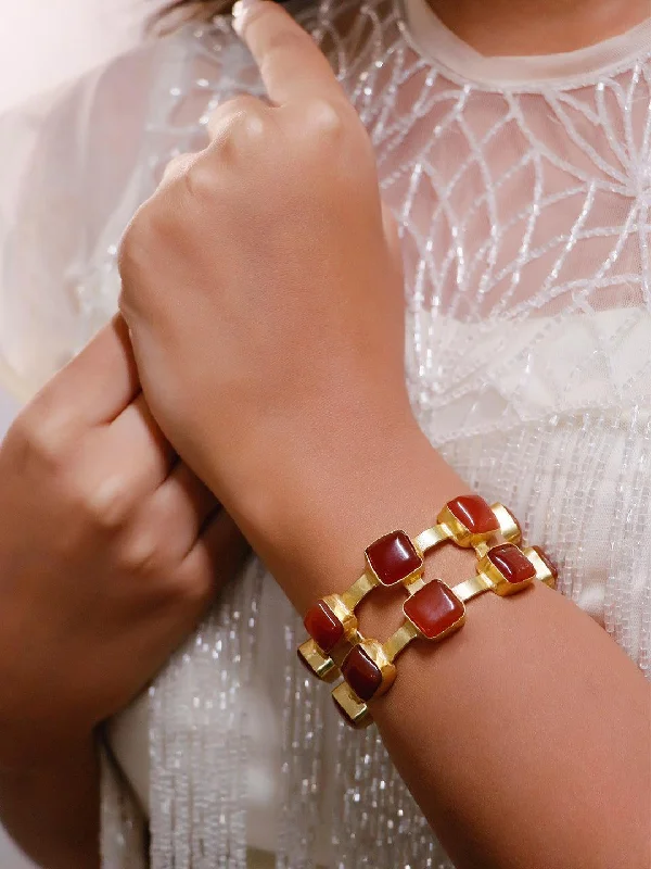 Carnelian Hand Cuff Brick Red