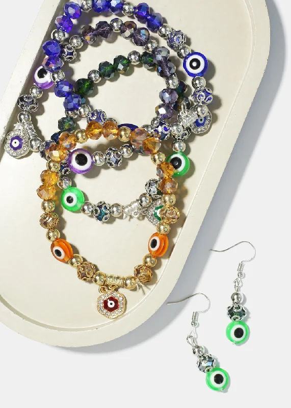 Evil Eye Bracelet & Earring Set