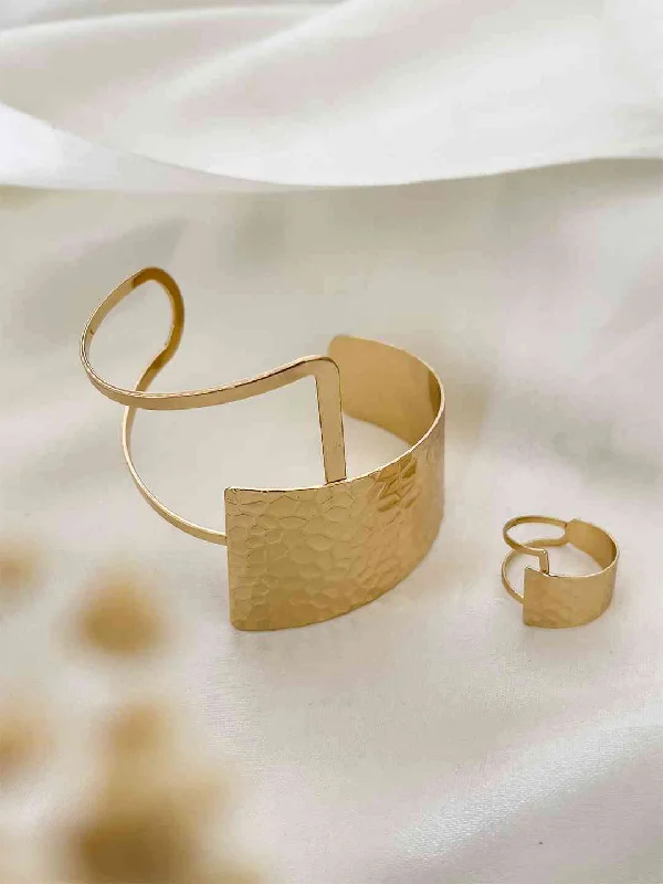 Geometric Cut Out Bracelet And Ring Combo