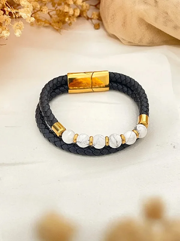 Healing Stone Studded Leather Bracelet