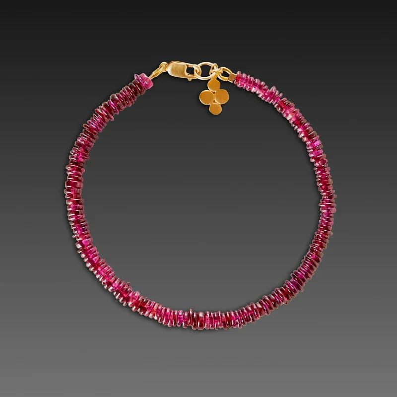 Garnet Bracelet with 22k Multidisk Charm