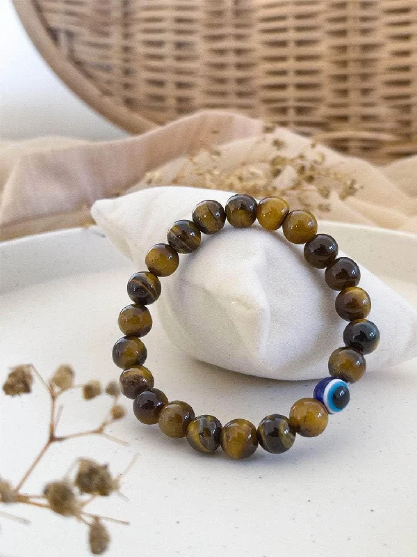 Tiger Eye And Onyx Stacked Handmade Bracelet