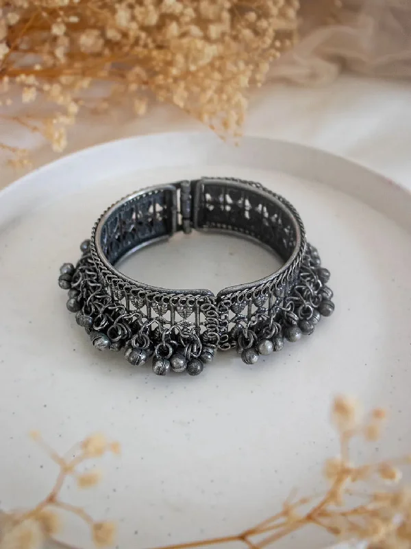 Trendy Silver Ghungroo Cuff Bracelet