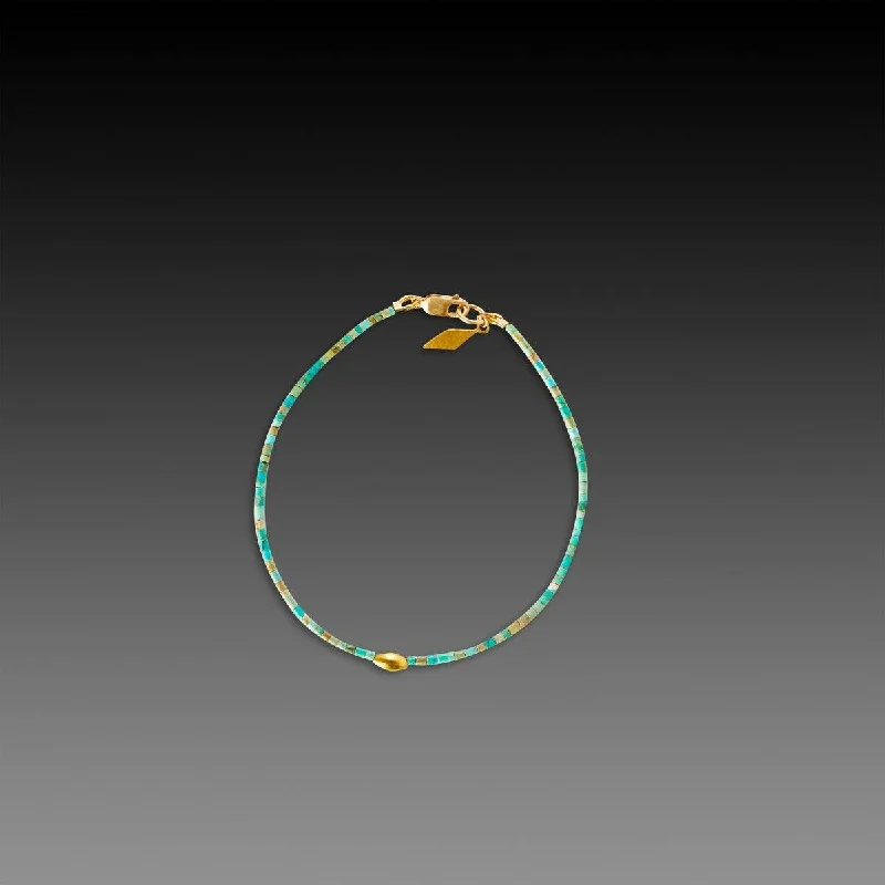 Turquoise Bracelet with 22k Diamond Charm