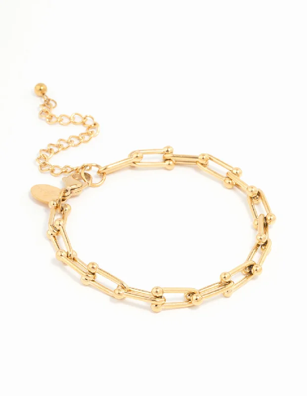 Waterproof Gold Plated Stainless Steel Hardware Chain Bracelet