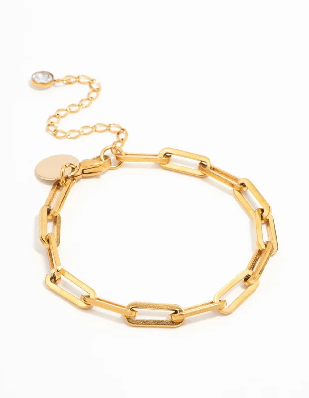 Waterproof Gold Plated Stainless Steel Paper Clip Bracelet