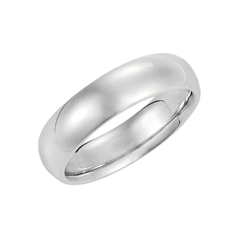 5mm Domed Comfort Fit Wedding Band in 10k White Gold