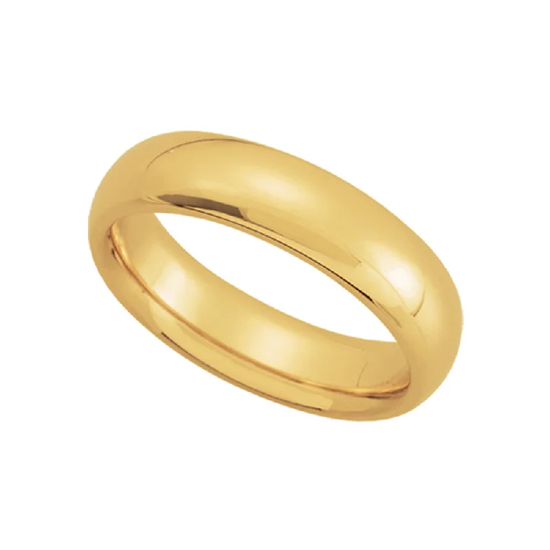 5mm Domed Comfort Fit Wedding Band in 10k Yellow Gold