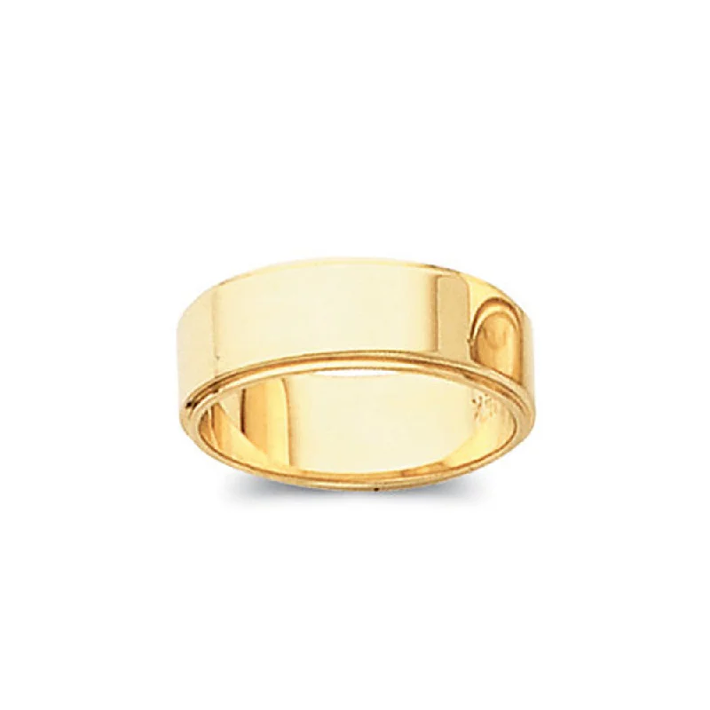 5mm Flat Ridged Edge Wedding Band in 10k Yellow Gold