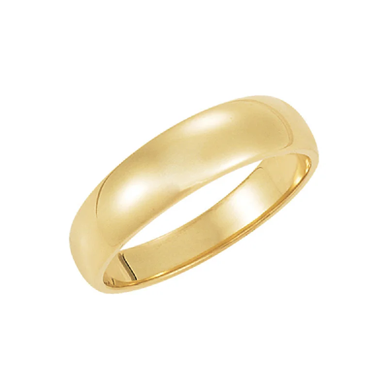 5mm Half Round Tapered Wedding Band in 10k Yellow Gold