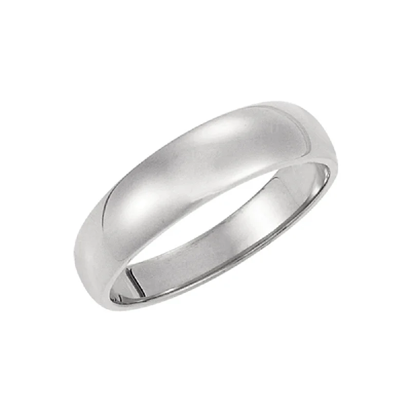 5mm Half Round Tapered Wedding Band in 14k White Gold