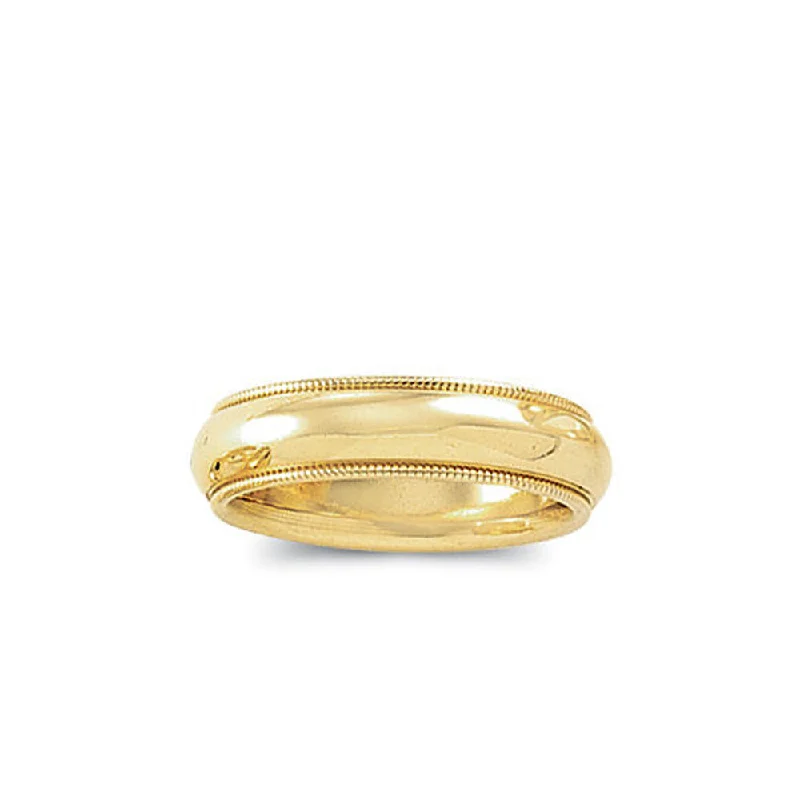 5mm Milgrain Edge Comfort Fit Domed Band in 10k Yellow Gold