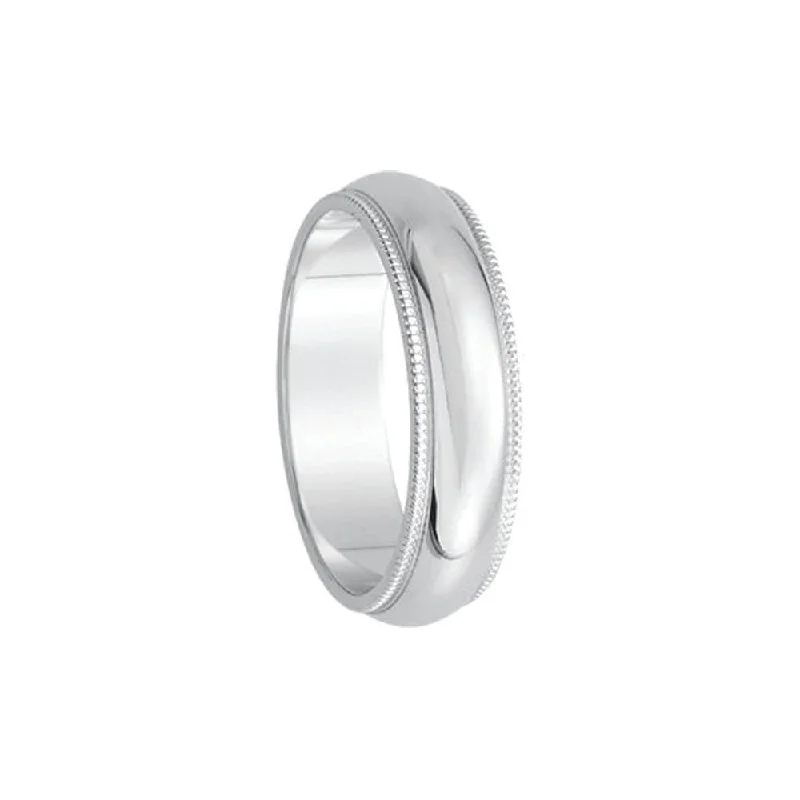 5mm Milgrain Edge Domed Band in 14k White Gold