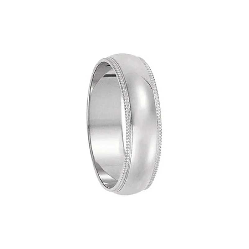 5mm Milgrain Edge Domed Light Band in 14k White Gold