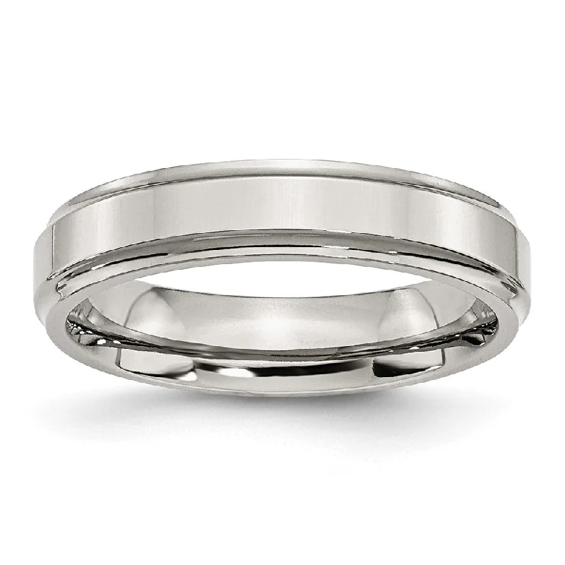 5mm Stainless Steel Polished Ridged Edge Standard Fit Band