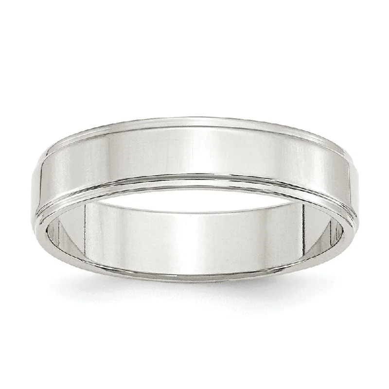 5mm Sterling Silver Light Flat Ridge Edge Standard Fit Band