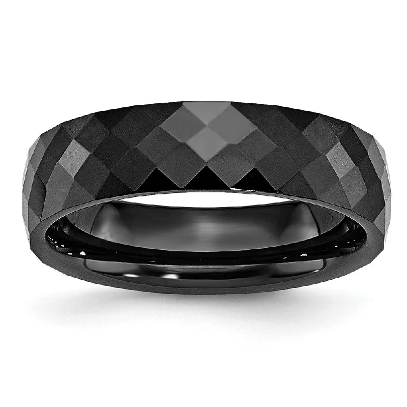 6mm Black Ceramic Faceted Standard Fit Band