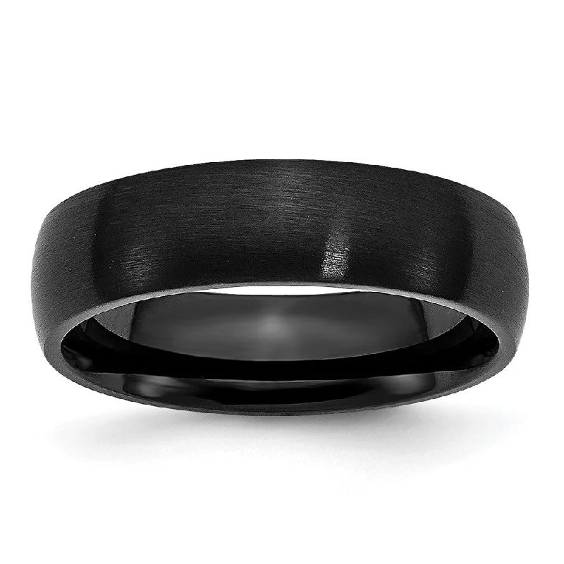 6mm Black Plated Stainless Steel Brushed Domed Band