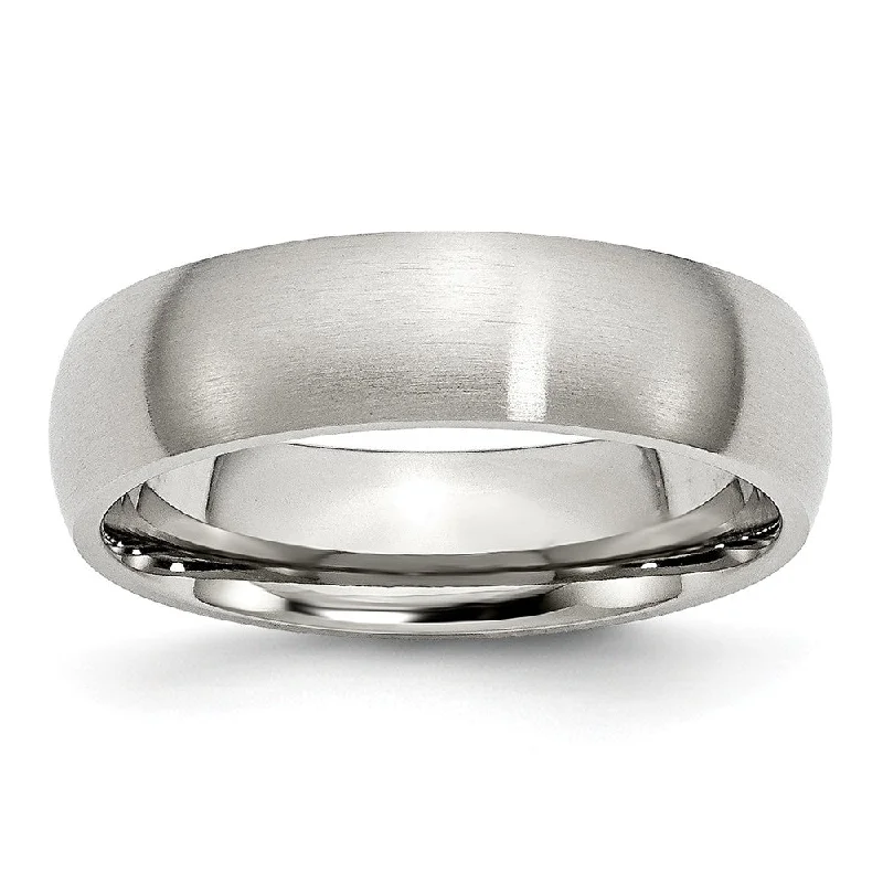 6mm Brushed Domed Comfort Fit Band in Stainless Steel