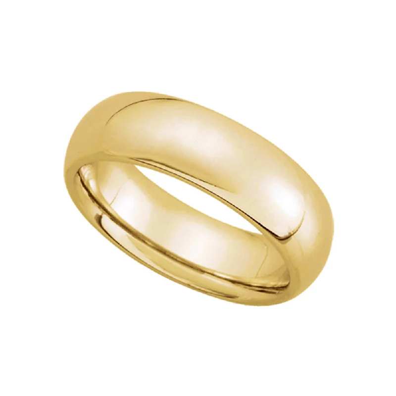 6mm Domed Comfort Fit Wedding Band in 14k Yellow Gold