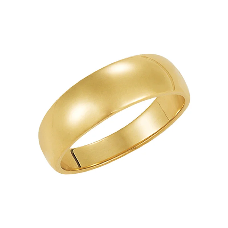 6mm Half Round Tapered Wedding Band in 10k Yellow Gold