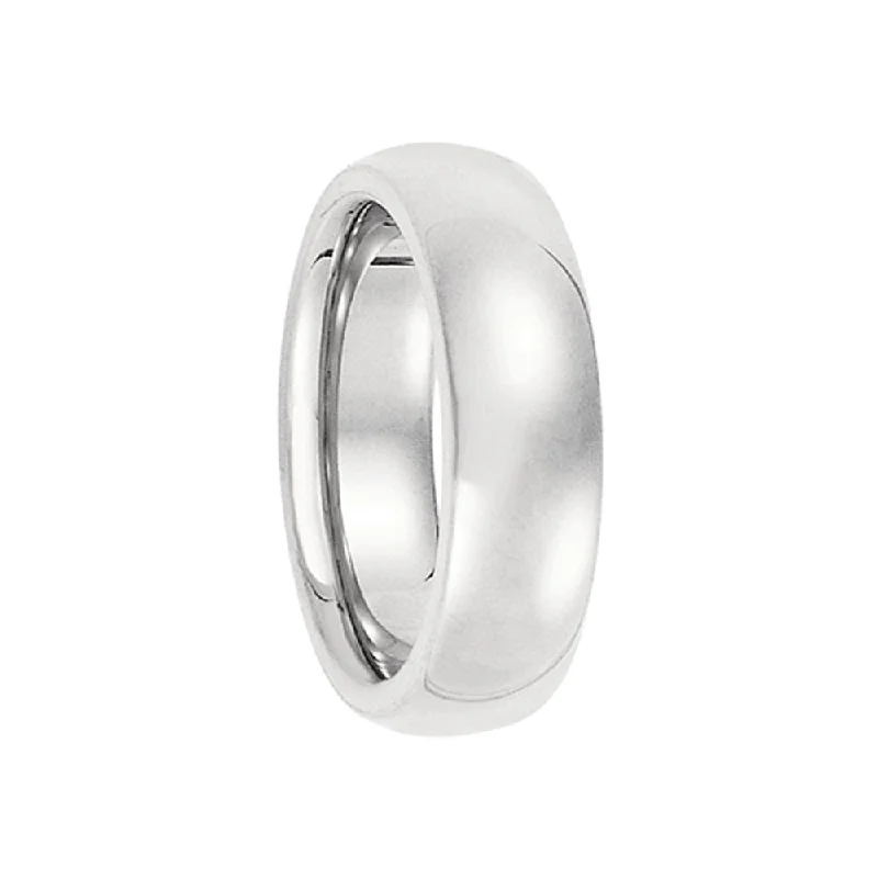 6mm Heavy Polished Domed Comfort Fit 14k White Gold Band