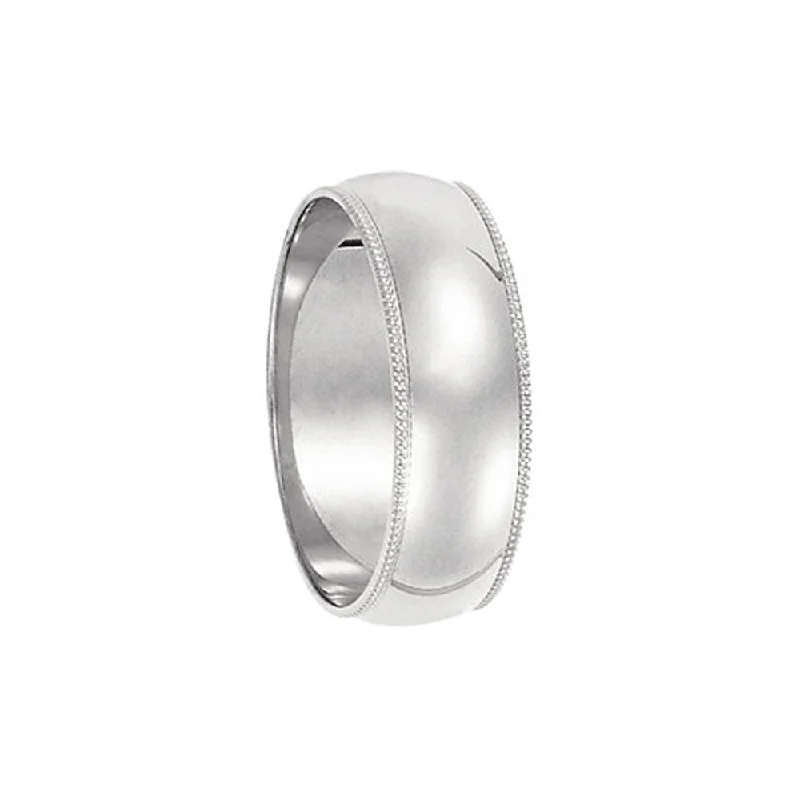 6mm Milgrain Edge Domed Light Band in 10k White Gold