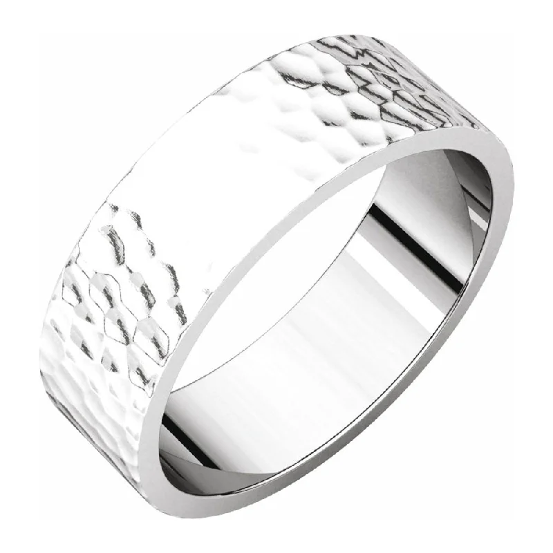 6mm Platinum Hammered Flat Standard Fit Band