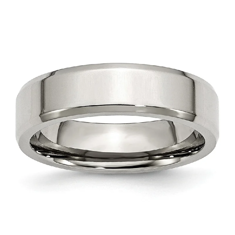 6mm Polished Beveled Edge Comfort Fit Stainless Steel Band