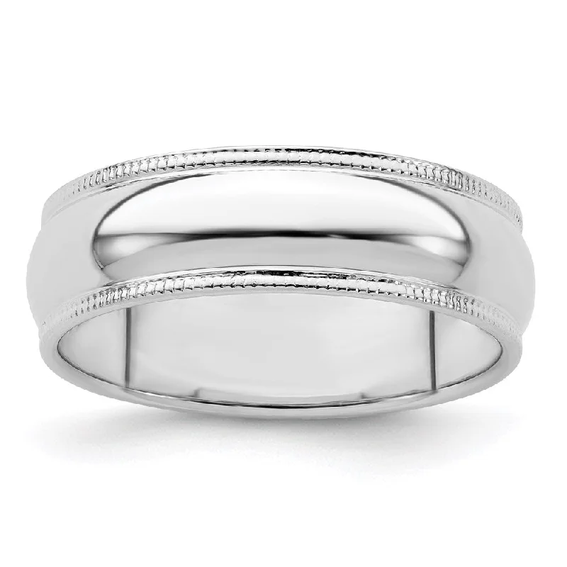 6mm Sterling Silver Half Round Milgrain Edge Standard Fit Band