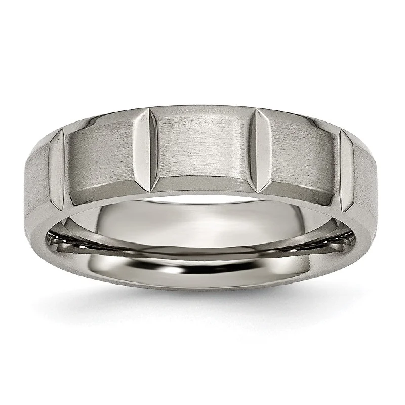 6mm Titanium Grooved & Beveled Edge Standard Fit Band