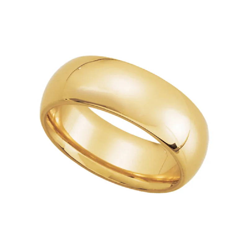 7mm Domed Comfort Fit Wedding Band in 10k Yellow Gold