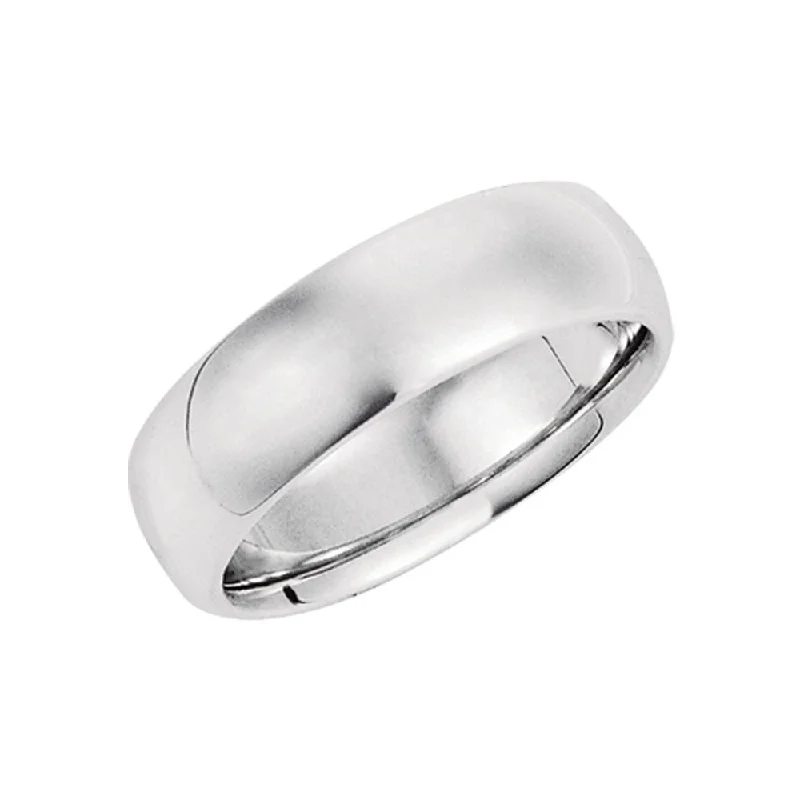 7mm Domed Comfort Fit Wedding Band in 14k White Gold