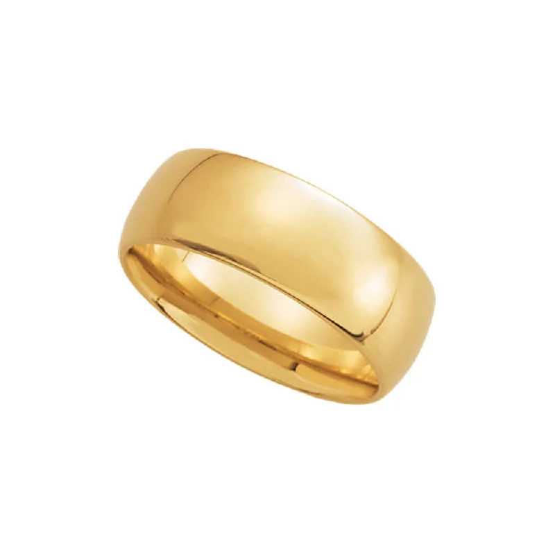 7mm Light Domed Comfort Fit Wedding Band in 10k Yellow Gold