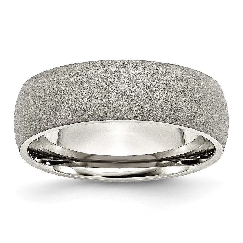 7mm Stainless Steel Textured Stone Finish Domed Standard Fit Band