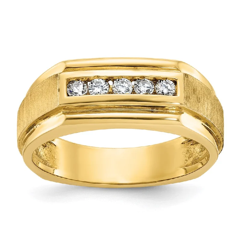 8mm 14K Yellow Gold 5-Stone 1/4 Ctw Lab Created Diamond Tapered Band