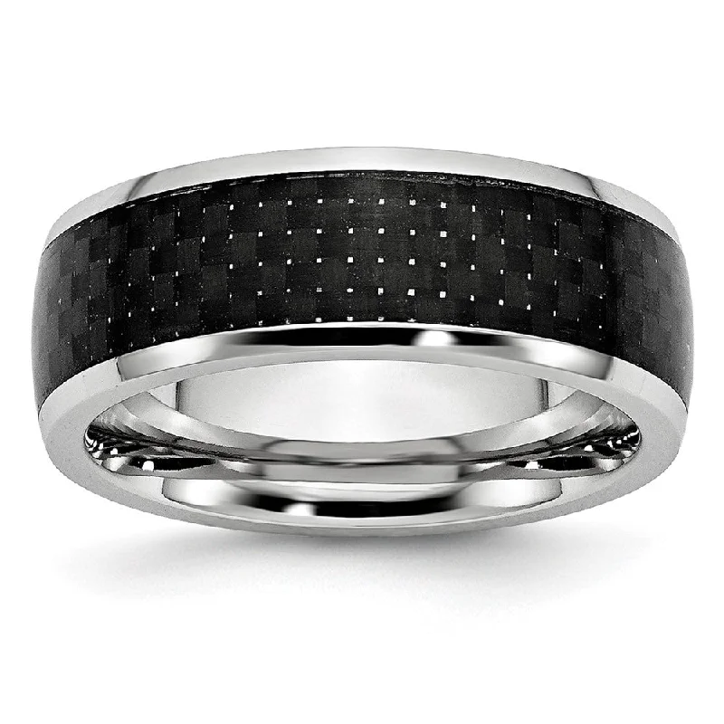 8mm Cobalt & Black Carbon Fiber Domed Standard Fit Band