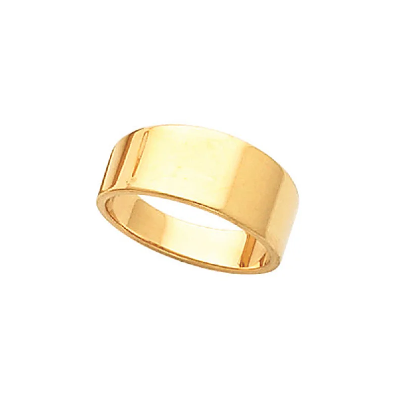 8mm Flat Tapered Wedding Band in 10k Yellow Gold