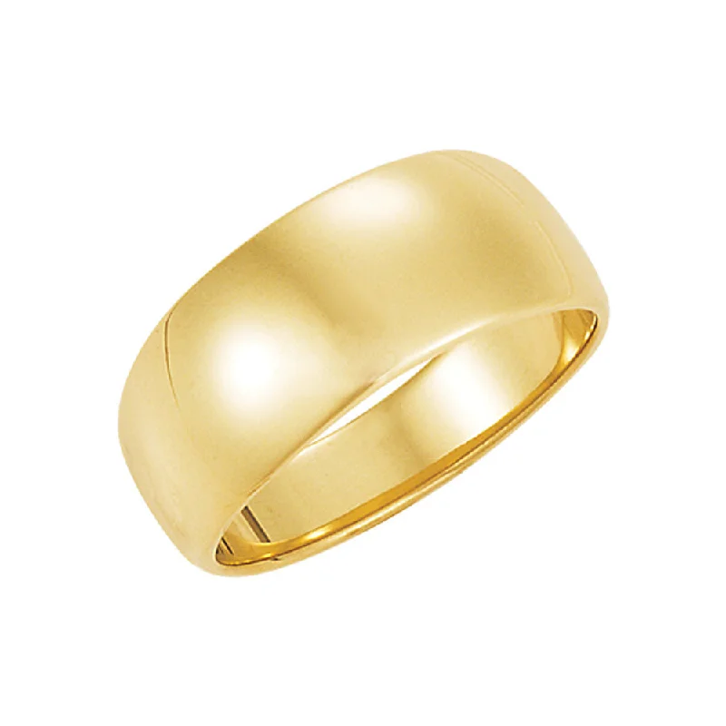 8mm Half Round Tapered Wedding Band in 10k Yellow Gold