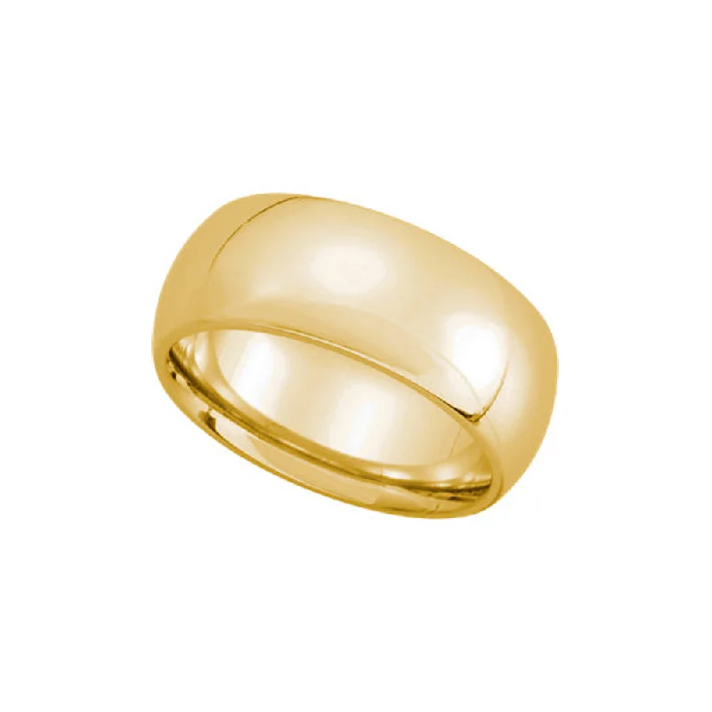 8mm Light Domed Comfort Fit Wedding Band in 14k Yellow Gold