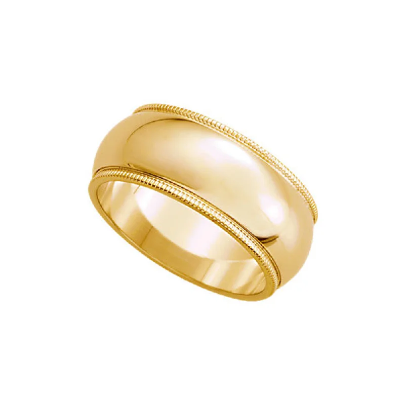 8mm Milgrain Edge Domed Band in 14k Yellow Gold