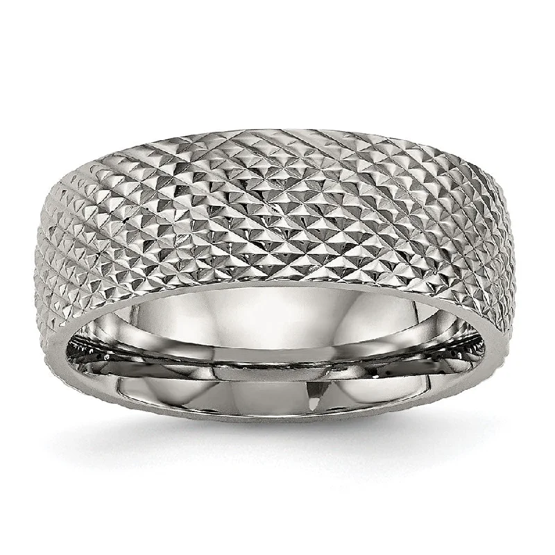 8mm Titanium Polished and Textured Domed Standard Fit Band