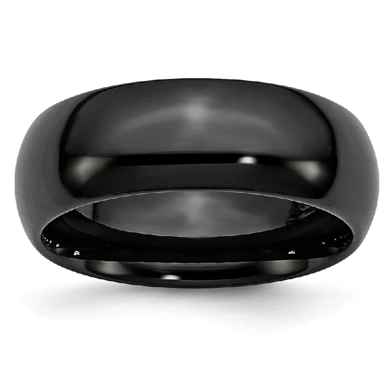 Black Ceramic, 8mm Polished Domed Comfort Fit Band