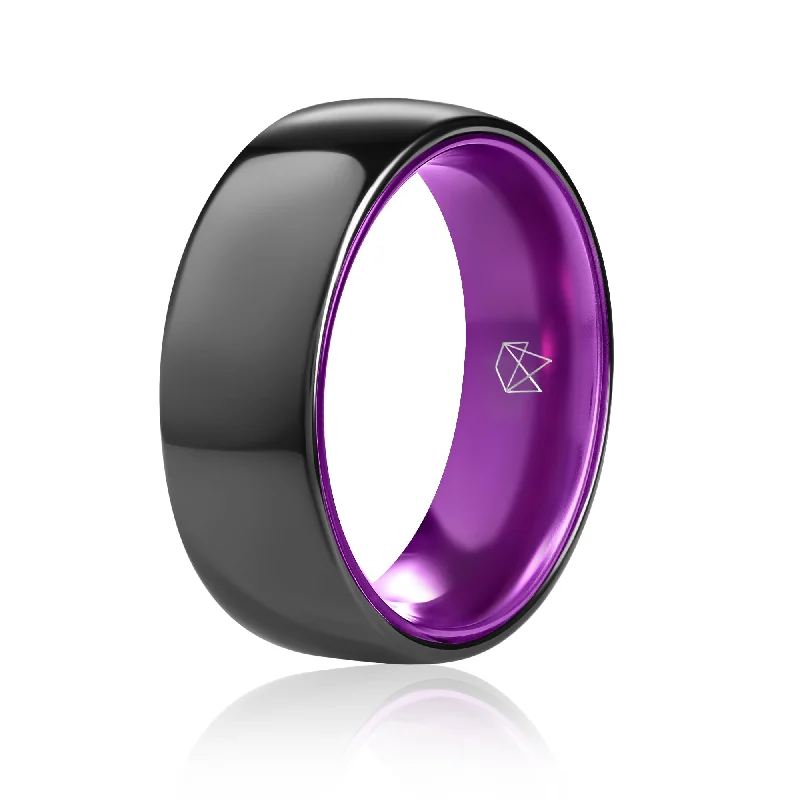 Black Ceramic Ring - Resilient Purple